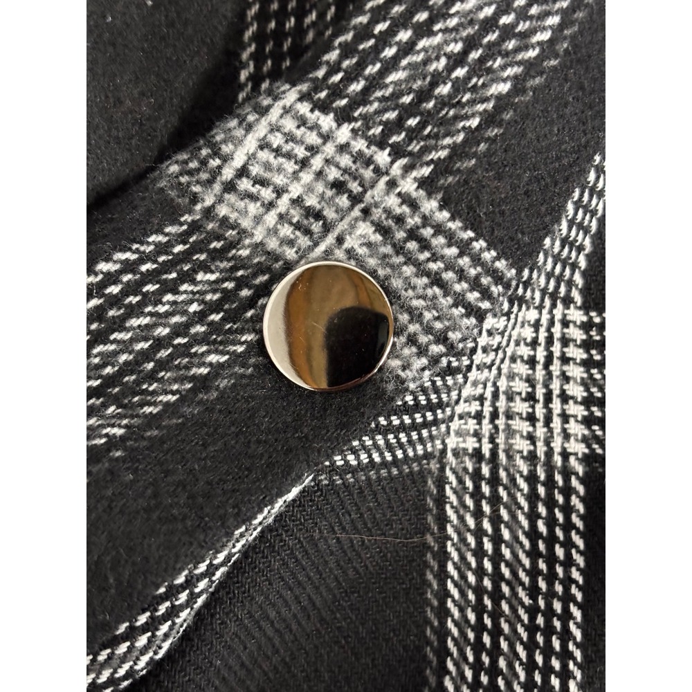 Pink Lily Black White Plaid Button Down Shirt Long Sleeve Pockets ISPT114 Large - Picture 5 of 5